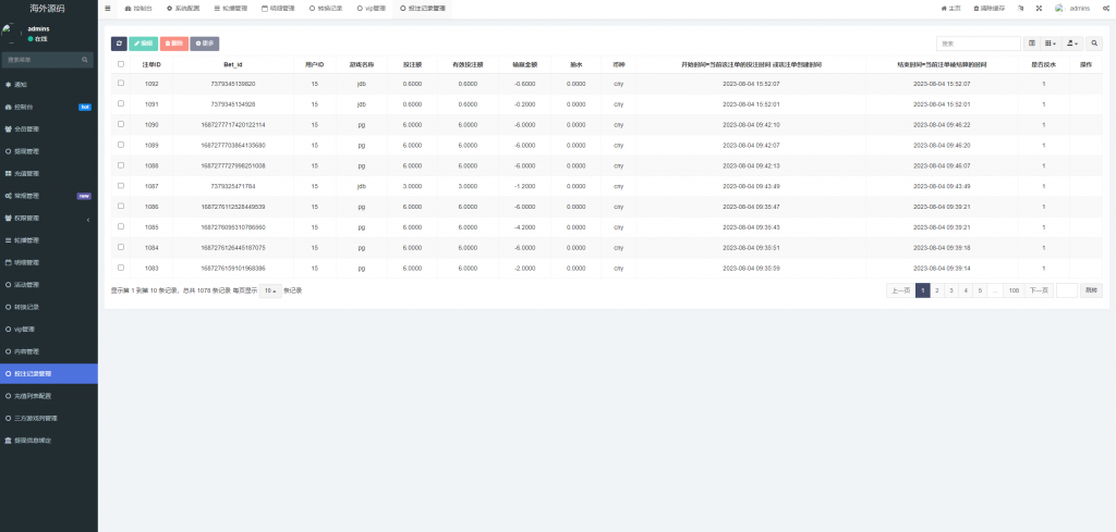 【全开源】海外游戏 巴西PG电子游戏源码 巴西老虎机 海外源码 Vue ThinkPHP