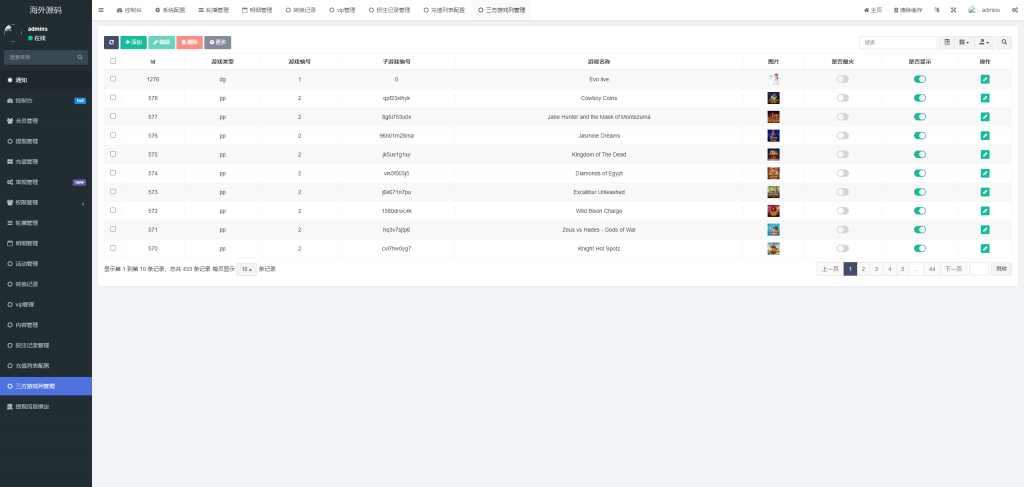 【全开源】海外游戏 巴西PG电子游戏源码 巴西老虎机 海外源码 Vue ThinkPHP